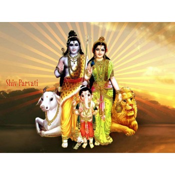 Lord Shiva Goddess Parvati and Ganesha